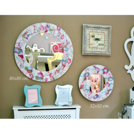 Espejo circulo Marco Blanco Galaxia