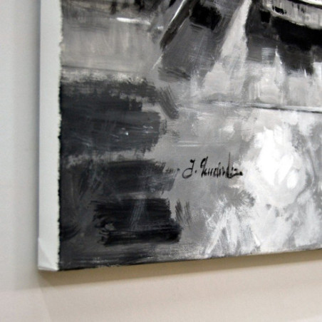 Cuadro  aceras y peatones en blanco y negro