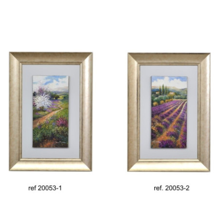 SET DOS CUADROS - OLEO Y MARCO PLATINO