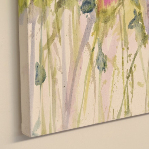 Díptico Flores al óleo lila y fucsia