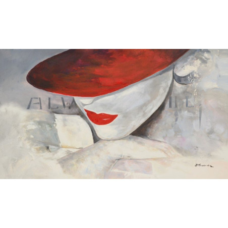 Cuadro Chica con sombrero rojo