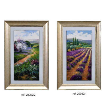 SET DOS CUADROS - OLEO Y MARCO PLATINO