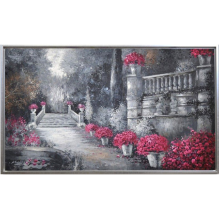 Cuadro Jardines y marco plata