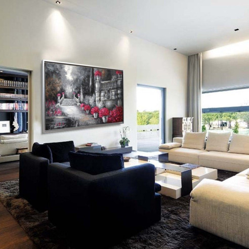 Cuadro Jardines y marco plata