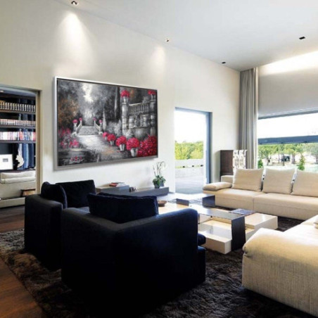 Cuadro Jardines y marco plata