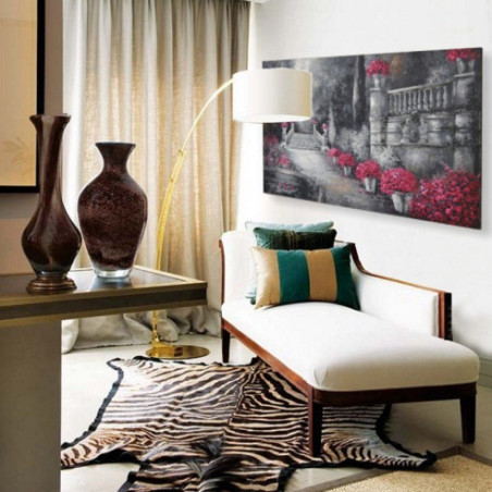 Cuadro jardines en tonos de gris y rojo