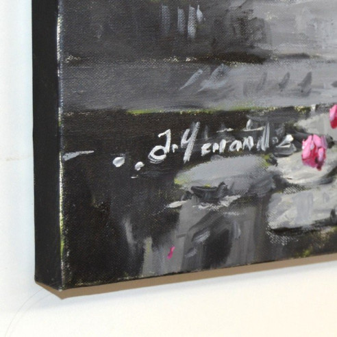 Cuadro jardines en tonos de gris y rojo