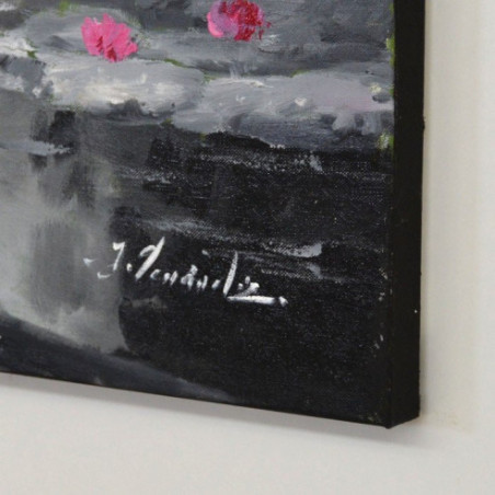 Cuadro jardín del lago en tonos de gris