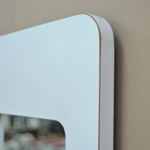Espejo U marco blanco decapé