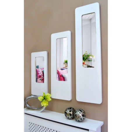 Espejo U marco blanco decapé