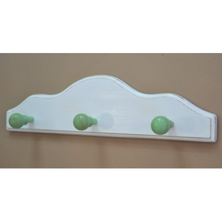 Percha blanca 3 pomos verdes