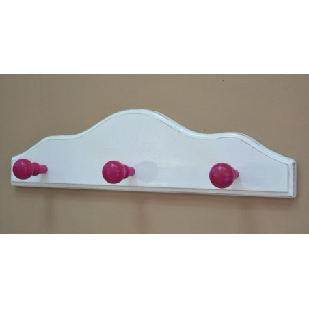 Percha blanca 3 pomos fucsia