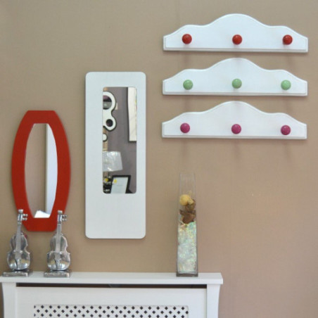 Percha blanca 3 pomos fucsia