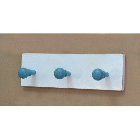 Percha blanca 3 pomos tuequesa